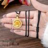 Ancient Gold Sand Eight-Treasure Compass Blessing Necklace - Chinese Retro Copper Alloy Jewelry