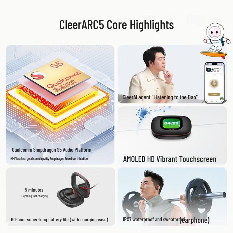 Cleer ARC5 Open-Ear AI Smart Bluetooth Sports Headphones