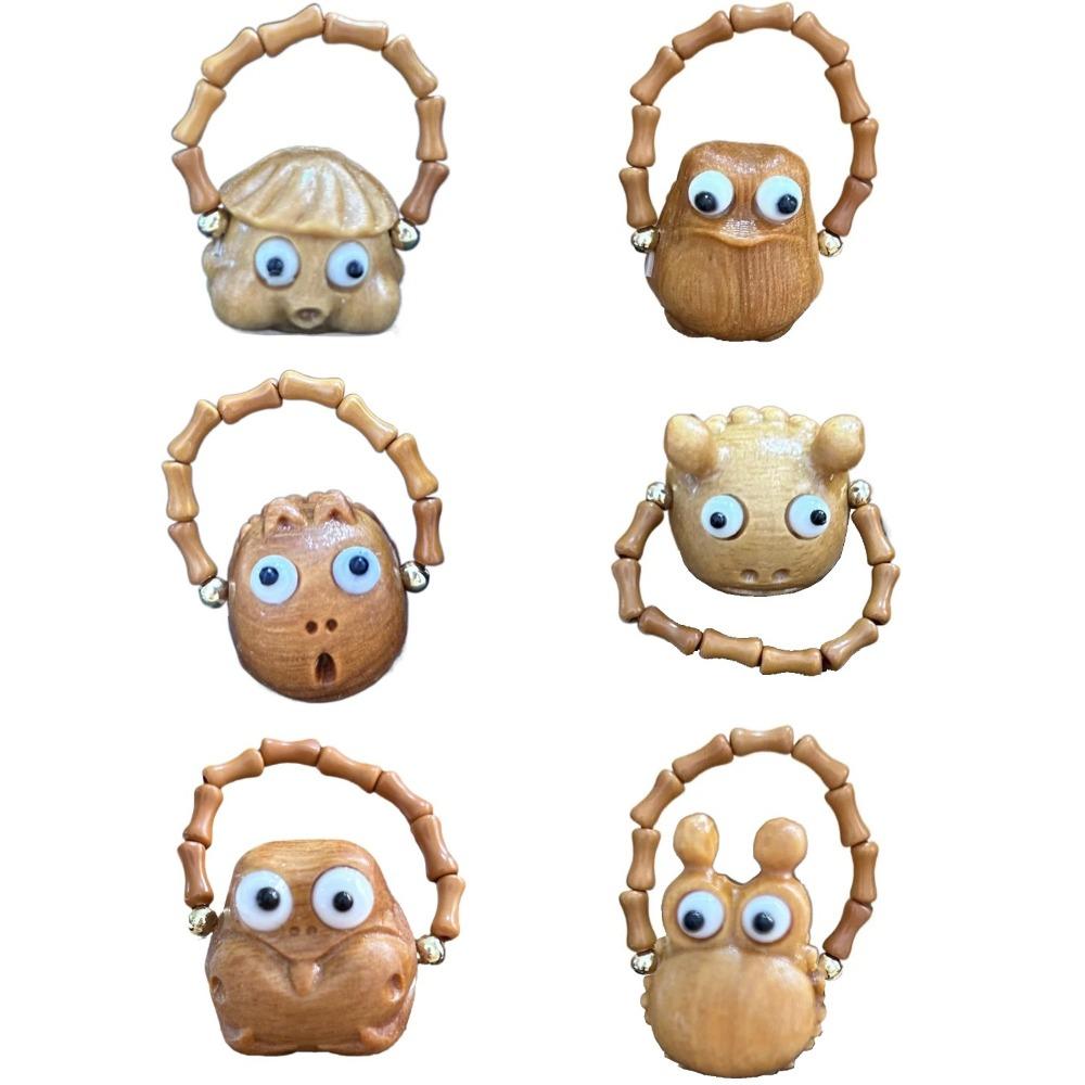 Ghost Funny Ring Adjustable Wood Beaded Rings Creative Sandalwood Ring  Unisex