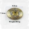 Whole Cowhide Retro Men's Belt Letter M Gold and Silver Two-color Oval Buckle Belt