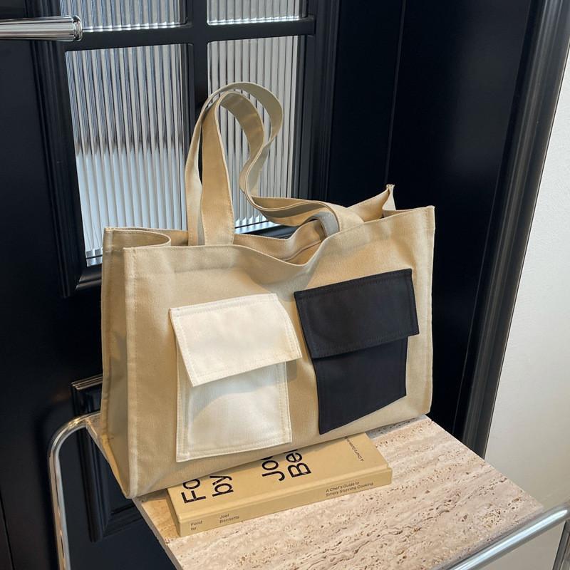 Large Capacity Stylish Canvas Tote Bag For Women Street Fashion Shoulder Bag