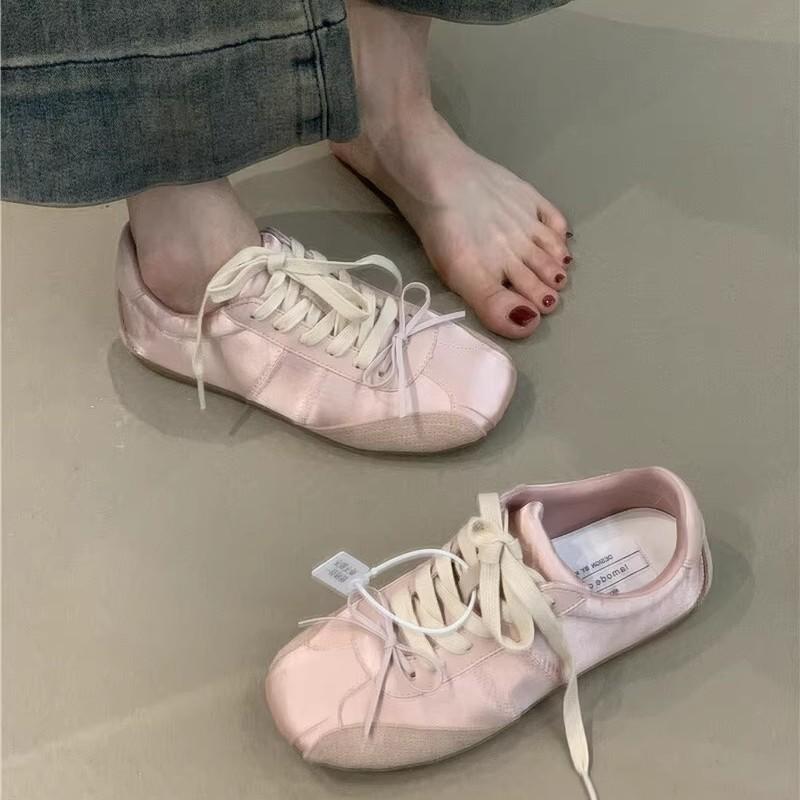Sheepskin version~ Dexun shoes women's 2025 spring new lace-up ballet casual sports shoes versatile Forrest Gump shoes