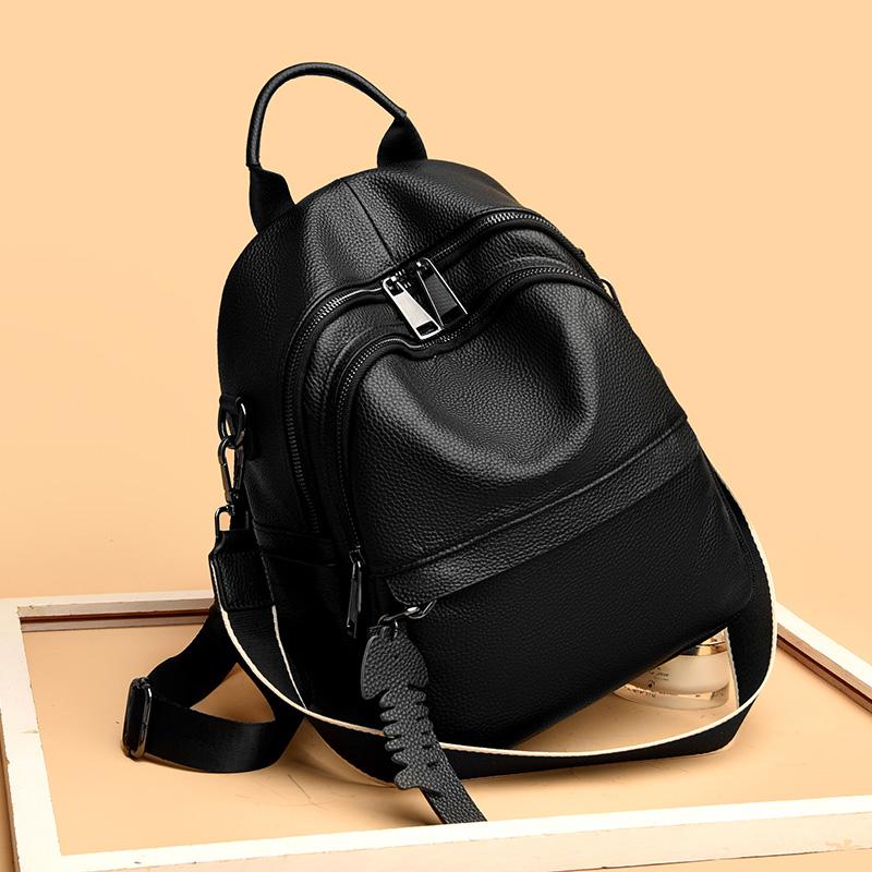 Vintage Genuine Leather Backpack for Women Luxury Designer Casual Travel Backpack Women's School Bag