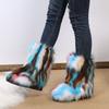 Wind European and American new color plush medium tube snow boots large size fluffy boots