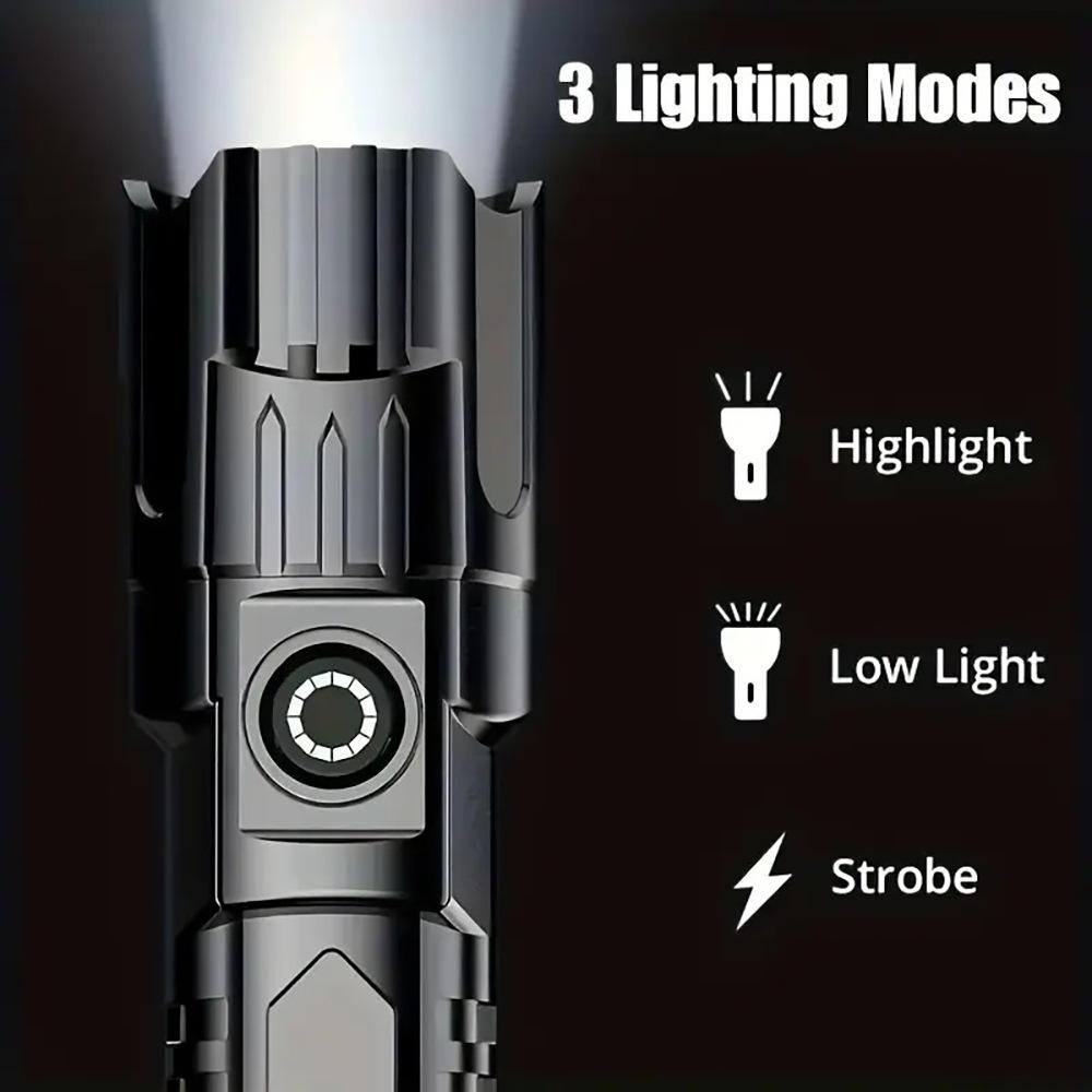 High-Intensity Flashlight: For Outdoor Home & Camping Use, Suitable for Cycling, Long-Range, USB-Rechargeable Zoomable LED Light