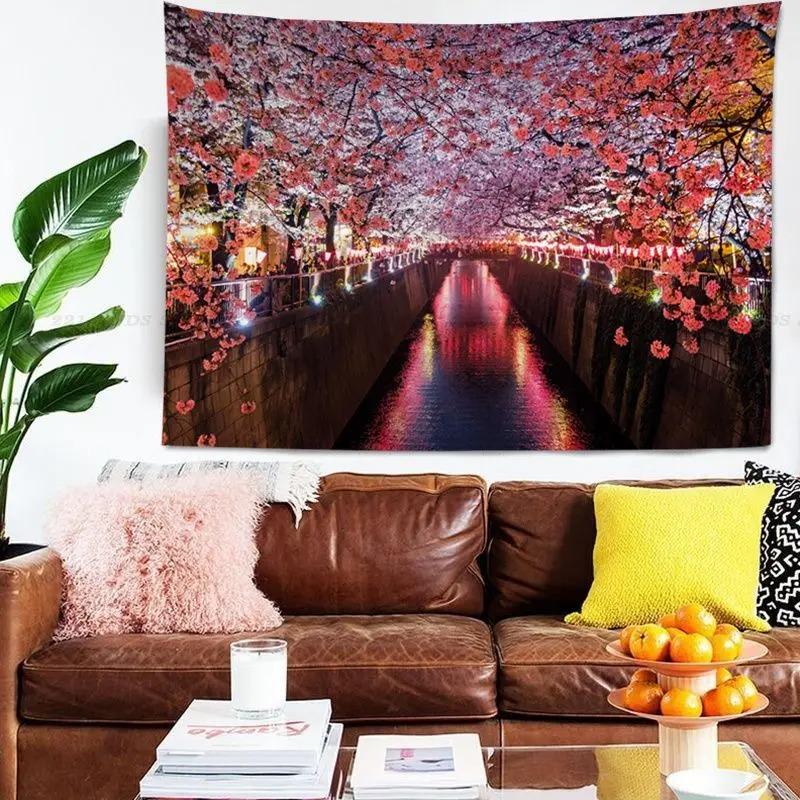 Office Living Room Tapestry Cherry Blossom Forest Tapestry Home Wall Decoration Tapestry