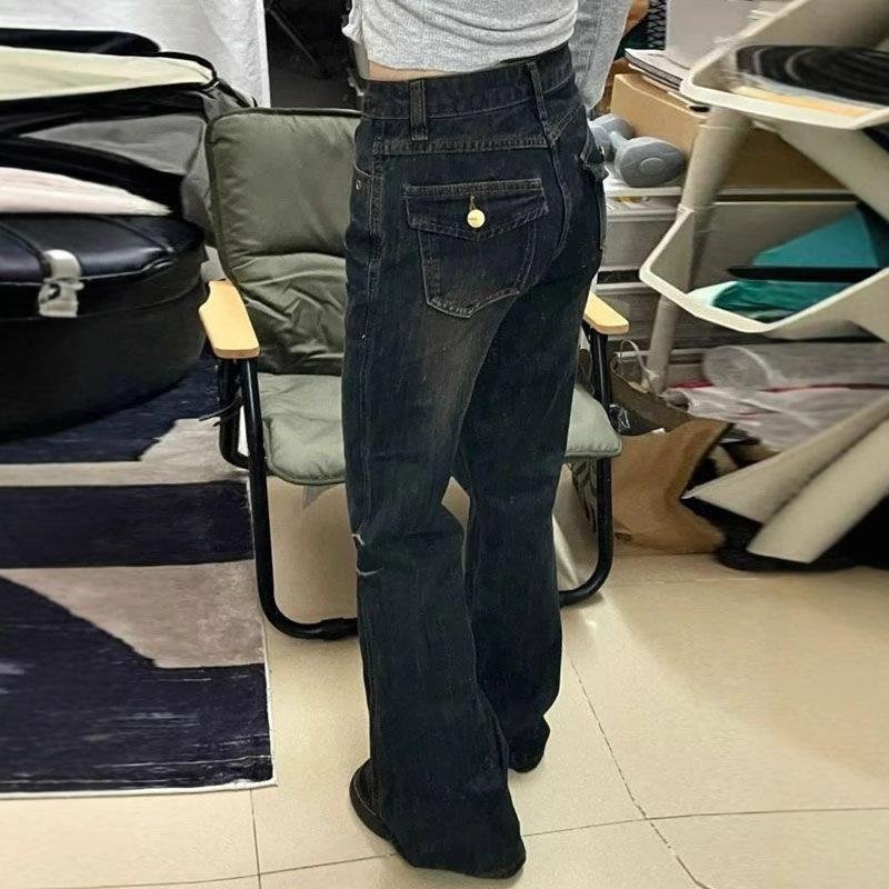 Retro Micro Flare Jeans Women High Waisted Thin Petite Fashionable Comfortable Versatile Loose Wide-legged Trousers Jeans for Women Long Denim Pants