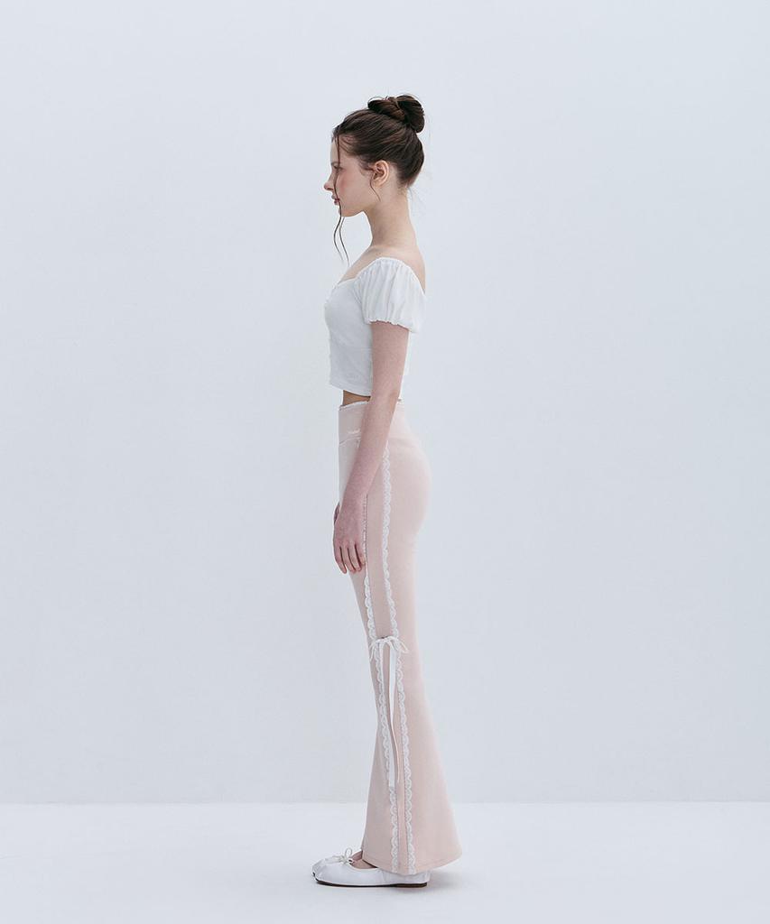 Moabel Contour Line Ribbon Pants - Pink