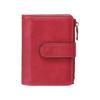 European Retro Short Wallet PU Construction Spacious Interior Blocking Coin Purse Compact Size For Women Red