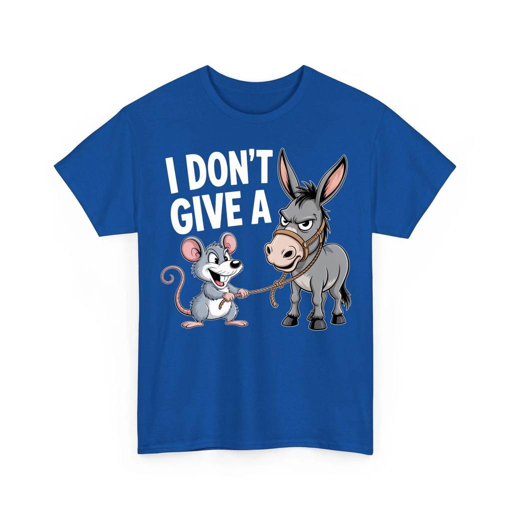 Funny Unisexs T Shirt Unisex Cotton Tee Spring Summer Humor Novelty Oversized Cotton I Dont Give A Rats Ass Mouse Donkey Funny Top