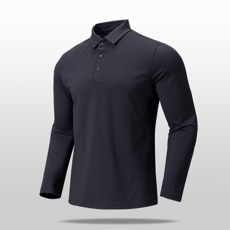 New Autumn and Winter POLO Shirt for Men's Double-skin Grinding Long-sleeved Versatile Casual Lapel Middle-aged and Young Pullover