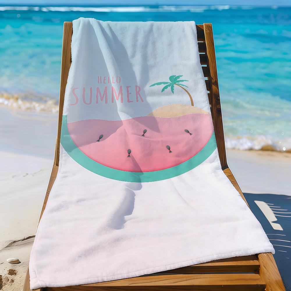 

Art Watermelon Hello Summer Towel Sports Quick Dry Travel Camping Gear Sandproof Soft Light Large Beach Towel W30*H60(CM)