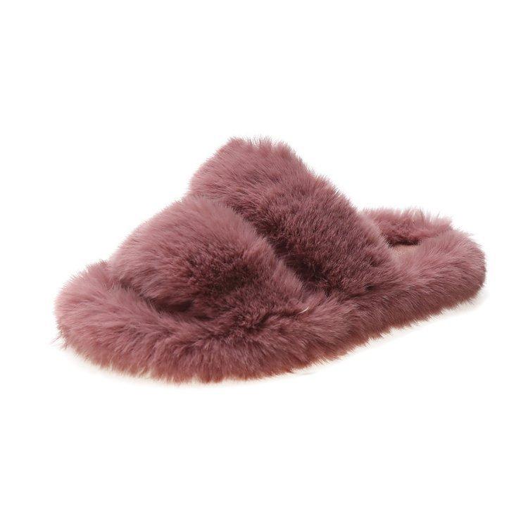 Women's Wool Slippers Candy Color Autumn and Winter New Double One-Piece Open-Toe Slippers Wool Cotton Slippers