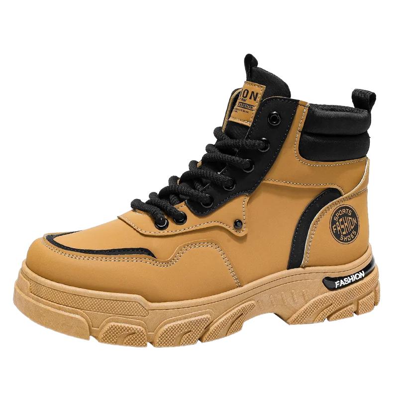 Taco High Heel Ankle Boots Men Work Safety Shoes Dress Booty Man Men's Leather Winter Shoes Brown Boot Mens Shoe Casual Sneakers