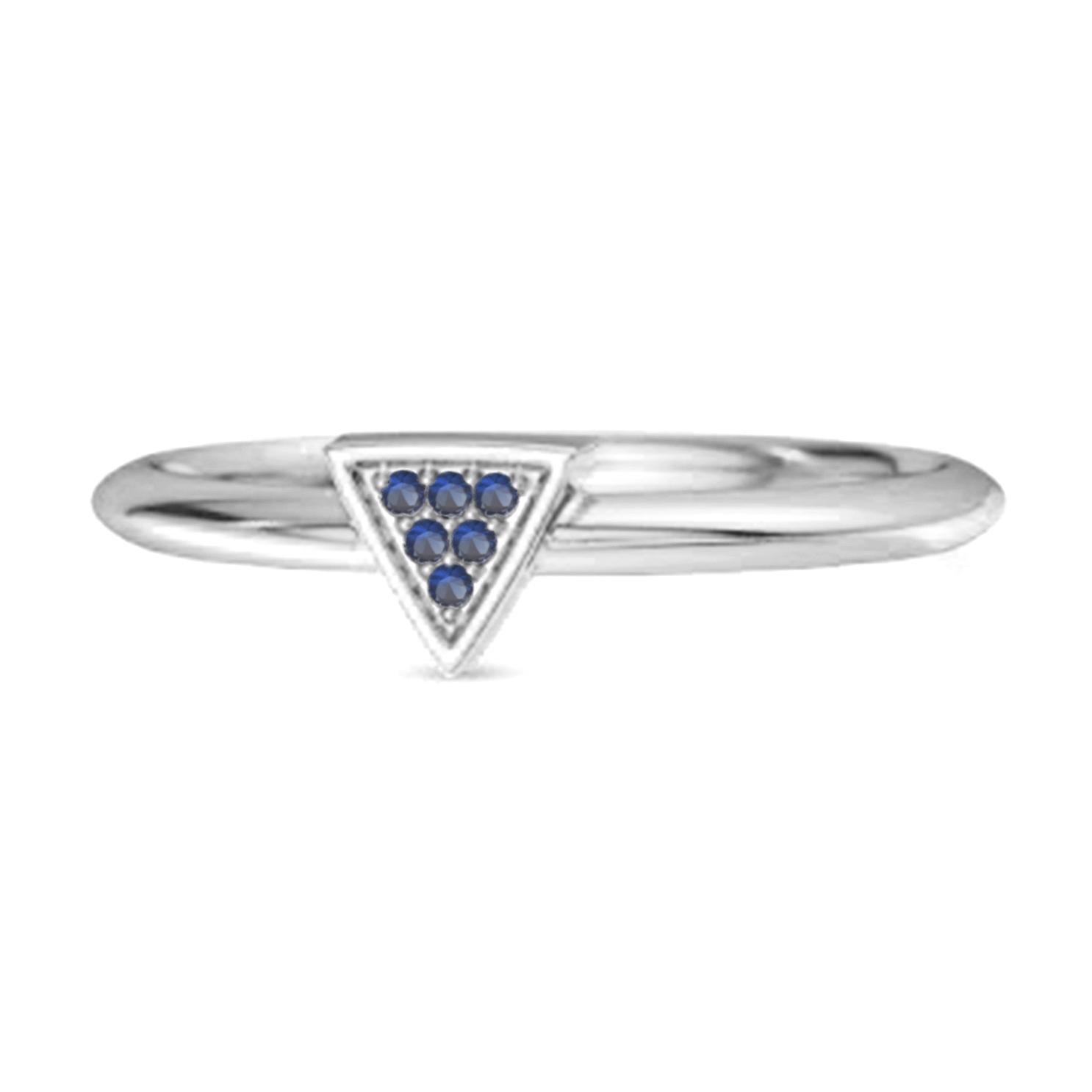 

Blue Sapphire Minimalist Geometric Ring - 925 Sterling Silver 12 білий