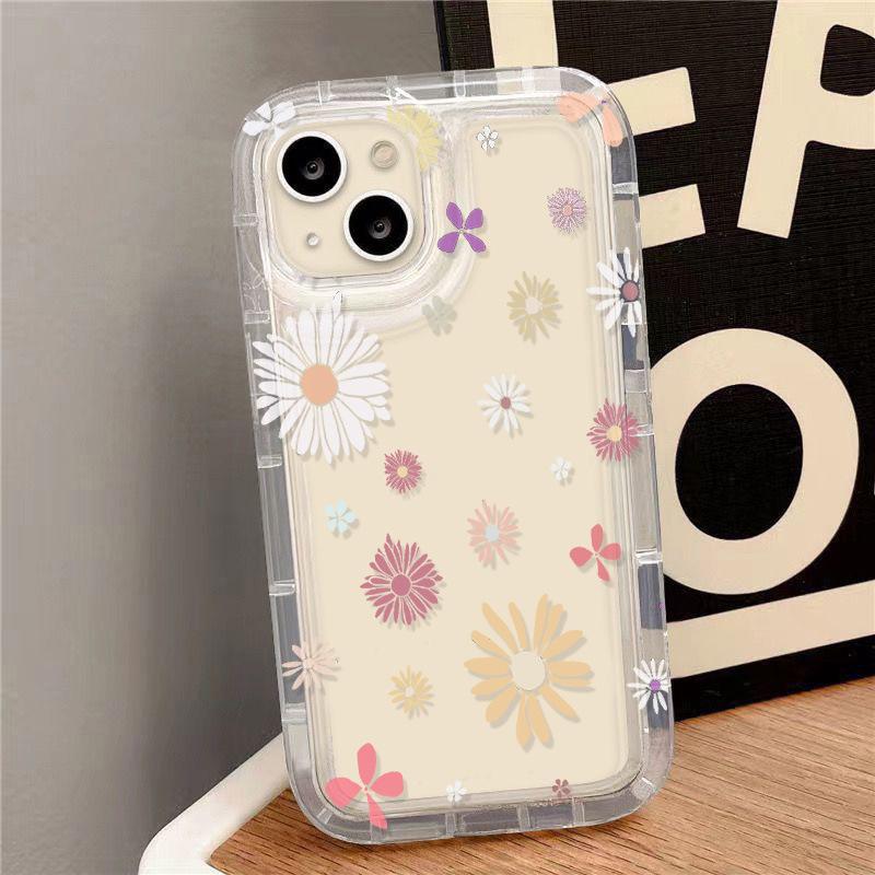 Simple color flower for iPhone17ProMax airbag mobile phone case 15 Apple 16 all-inclusive 13/14