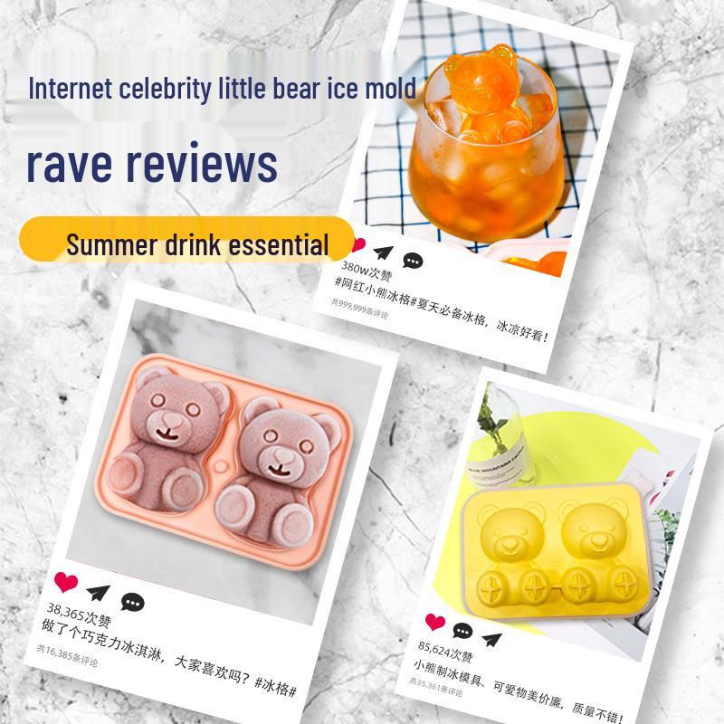 Bear Silicone Ice Cube Tray & Popsicle Mold - Cartoon Ice Ball & Ice Cream Maker