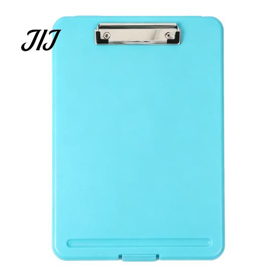 School Stationery Case Plastic Storage Clipboard, Letter Size Slimcase Folder with Pen Holder, 200 Ergonomic Handle Clip Board Sheet Capacity, Durable