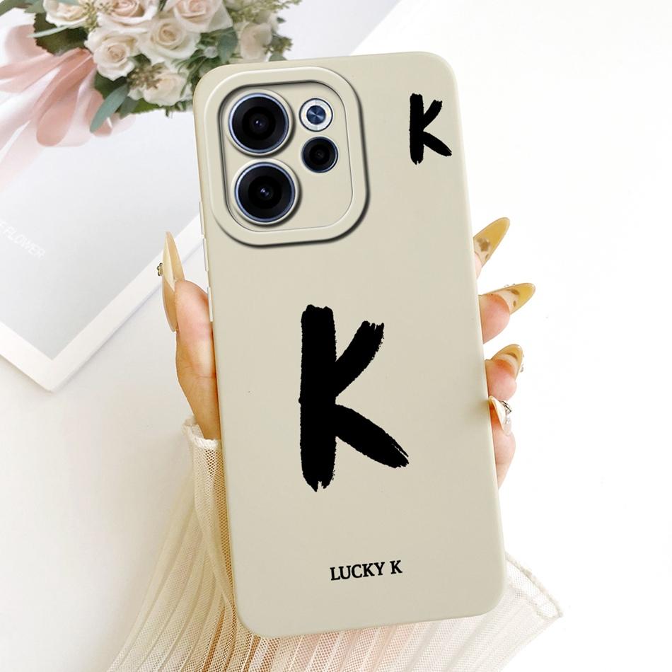 For OPPO Reno15 F 15FS 5G CPH2801 Lucky Initial Letter Phone Case For Oppo Reno15F 15 FS Soft Silicone Shockproof Cases Bumpers