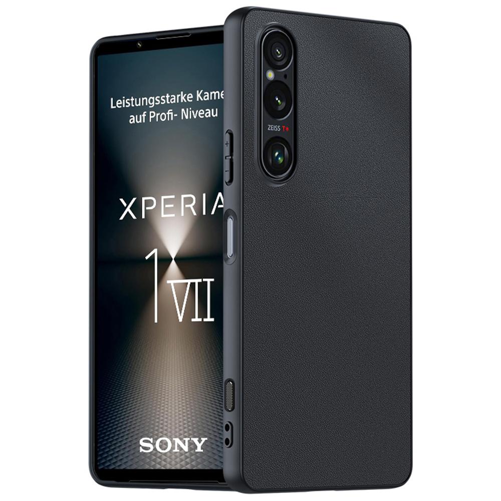 

Для чохла Sony Xperia 1 VII Чохол з ПУ шкіри з покриттям PC+TPU Протиударний чохол для телефону Black