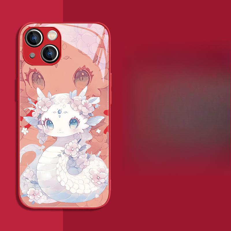 

Чехол для телефона Beauty Snake подходит для iPhone 16, 15plus, матовый 14 стеклянный 13mini защитный чехол 12promax Apple 7/8