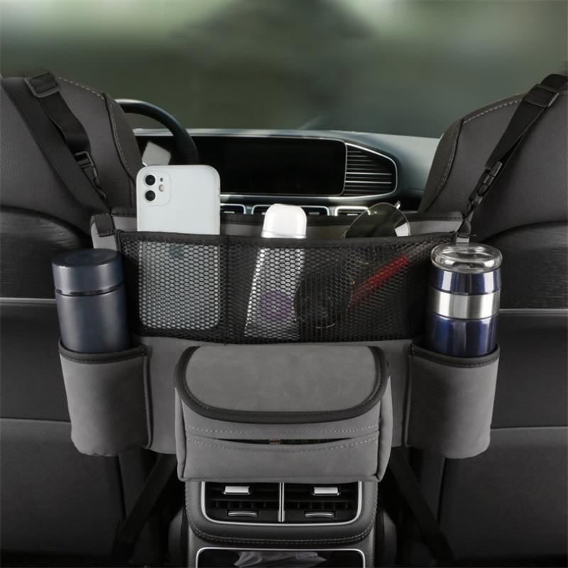 Leather Car Organizers and Storage Bag Between Front Seats Auto Consoles Organize Tissue Water Cup Net Pocket Barrier of Pet