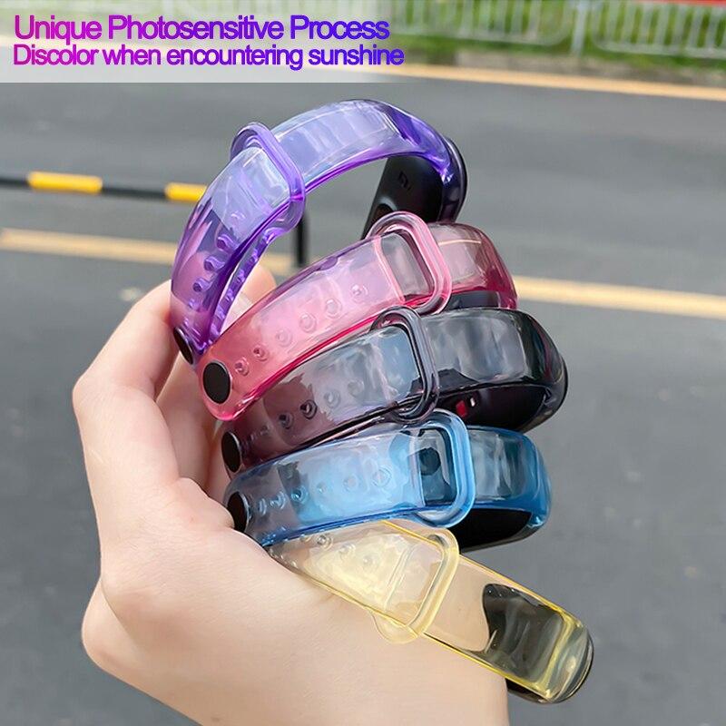 Strap for Xiaomi Mi Band 6 5 4 3 Light Change Bracelet for Mi Band5 TPU Anti-sweat Wristband for Miband Strap Replacement Watchbands 8 9 10 Bracelet