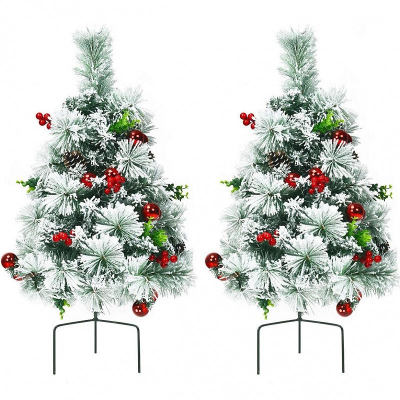 2025 Christmas Tree Ground Stake: Green, Curved Neck Tree for Outdoor Holiday Decorations and Arrangements
