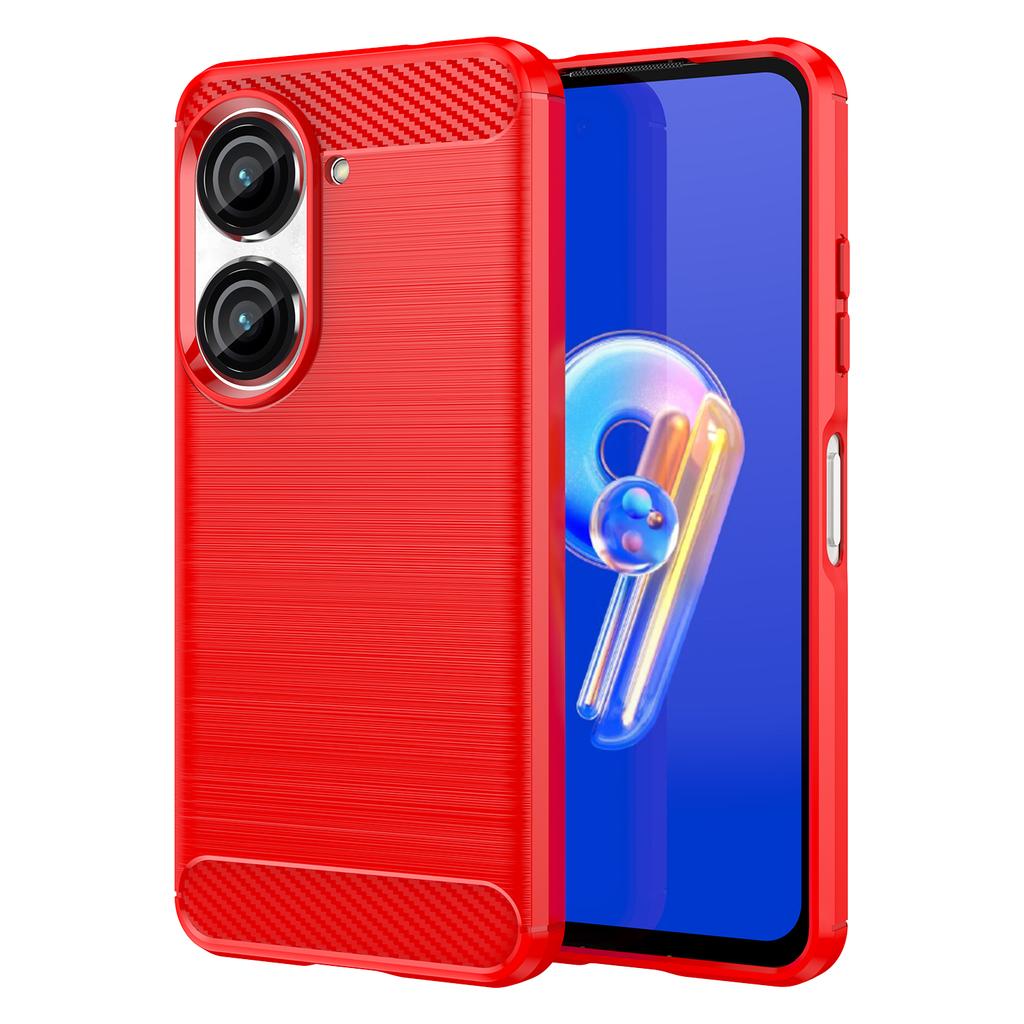 Pro Asus Zenfone 10 5G Pouzdro na telefon z TPU s texturou uhlíkových vláken Broušený ochranný kryt na telefon