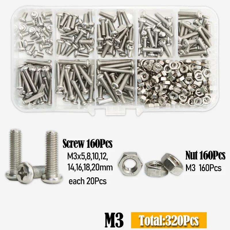 Mini Machine Screw M1 M1.2 M1.4 M1.6 M2.5 M3 304 Stainless Steel Phillips Round Head Cross Little Bolts Nuts for Motherboard CPU