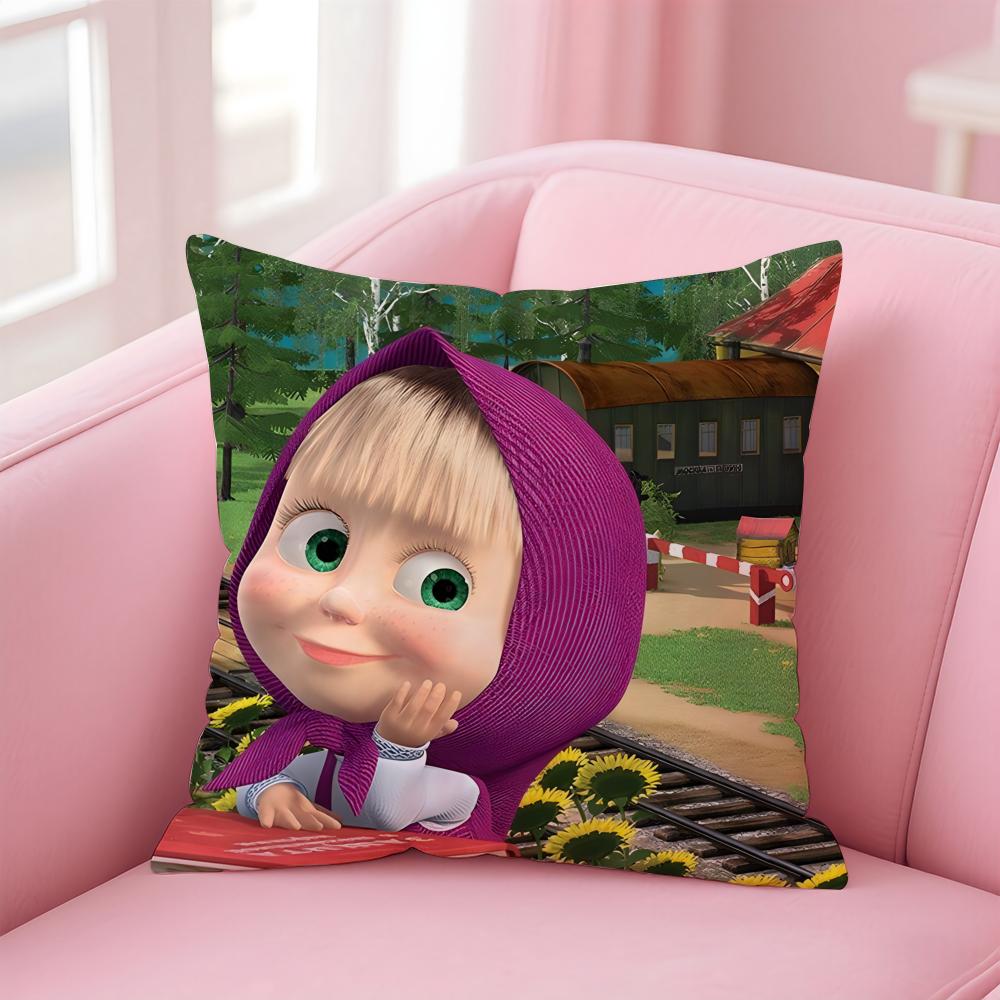 Kreskówka M-Masza i Niedźwiedź Poszewka na Poduszkę Wygodna Dwustronna Poszewka Idealna do Samochodu Sofy Sypialni i Nie Tylko