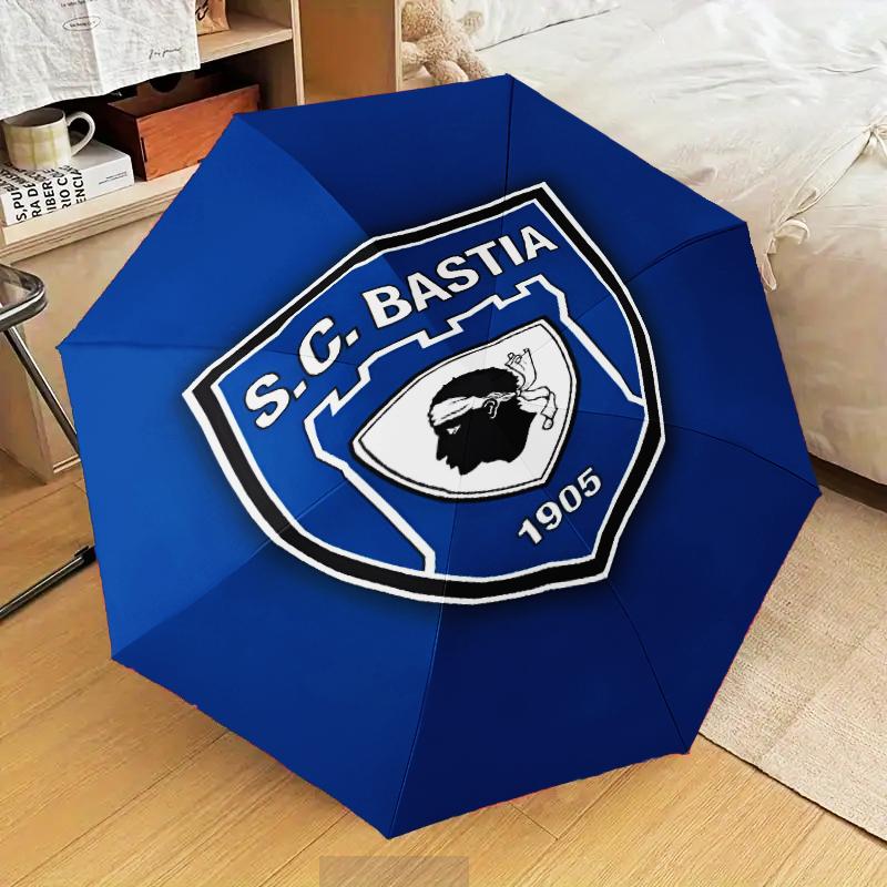 Sc Bastia Football Crest Umbrella Folding umbrella, automatic umbrella 8-Frame for Travel, camping Use Gift for Halloween Christmas
