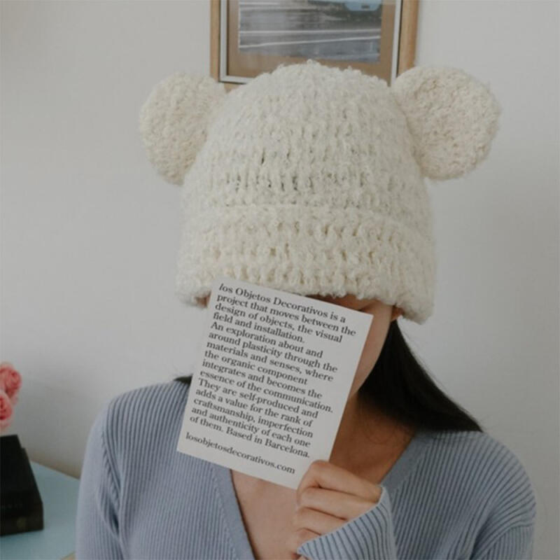 Women's Poggle Hat Cute Bear Beanie