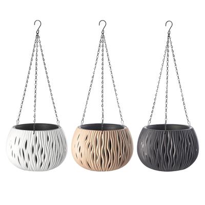 Hängender Kunststoffkorb Outdoor Hängepflanztopf mit Abtropfschale Kette Heimdeko