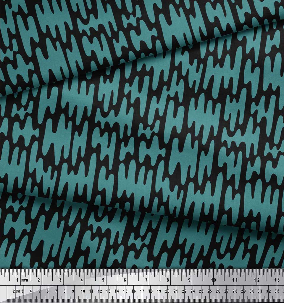 Soimoi Black Japan Crepe Satin Fabric Liquid Drip Abstract Printed Fabric 1 Metre 42 Inch