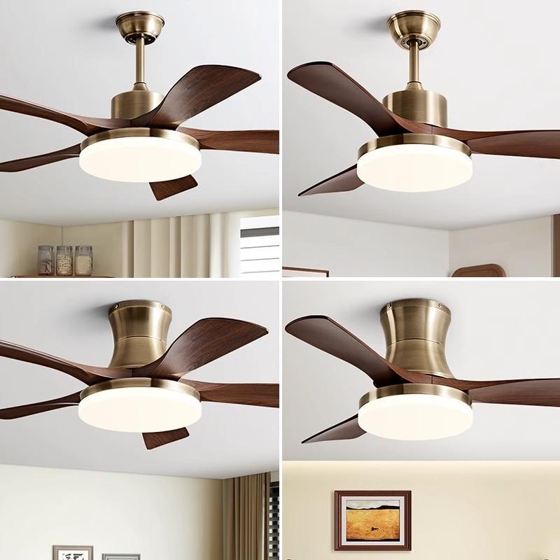 Household Retro Ceiling Fan Lamp Living Room Dining Room 3-color Dimming Pendant Light Fan 6-Speed Adjustable Lighting Fan