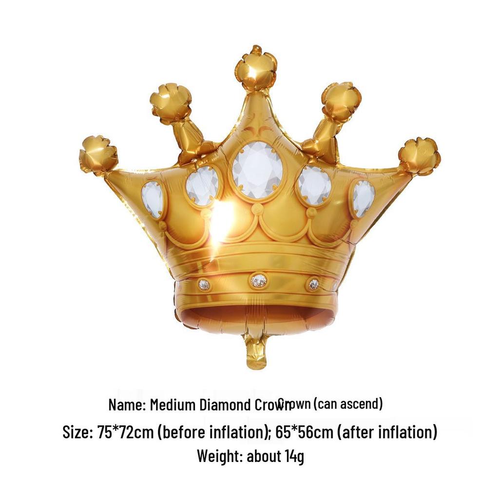 Gold Crown Balloon Set - Large, Medium, and Small Sizes for Birthday Decoration