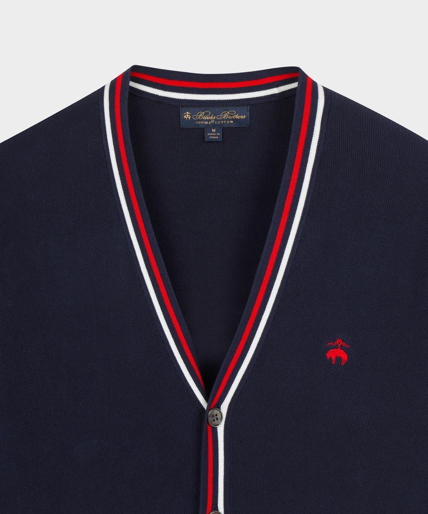 Brooks Brothers Supima Cotton Contrast Cardigan (Navy) (Bbwcmmf301)