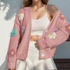 Women's Floral Knit Cardigan Sweater with Cute for Daily Wear