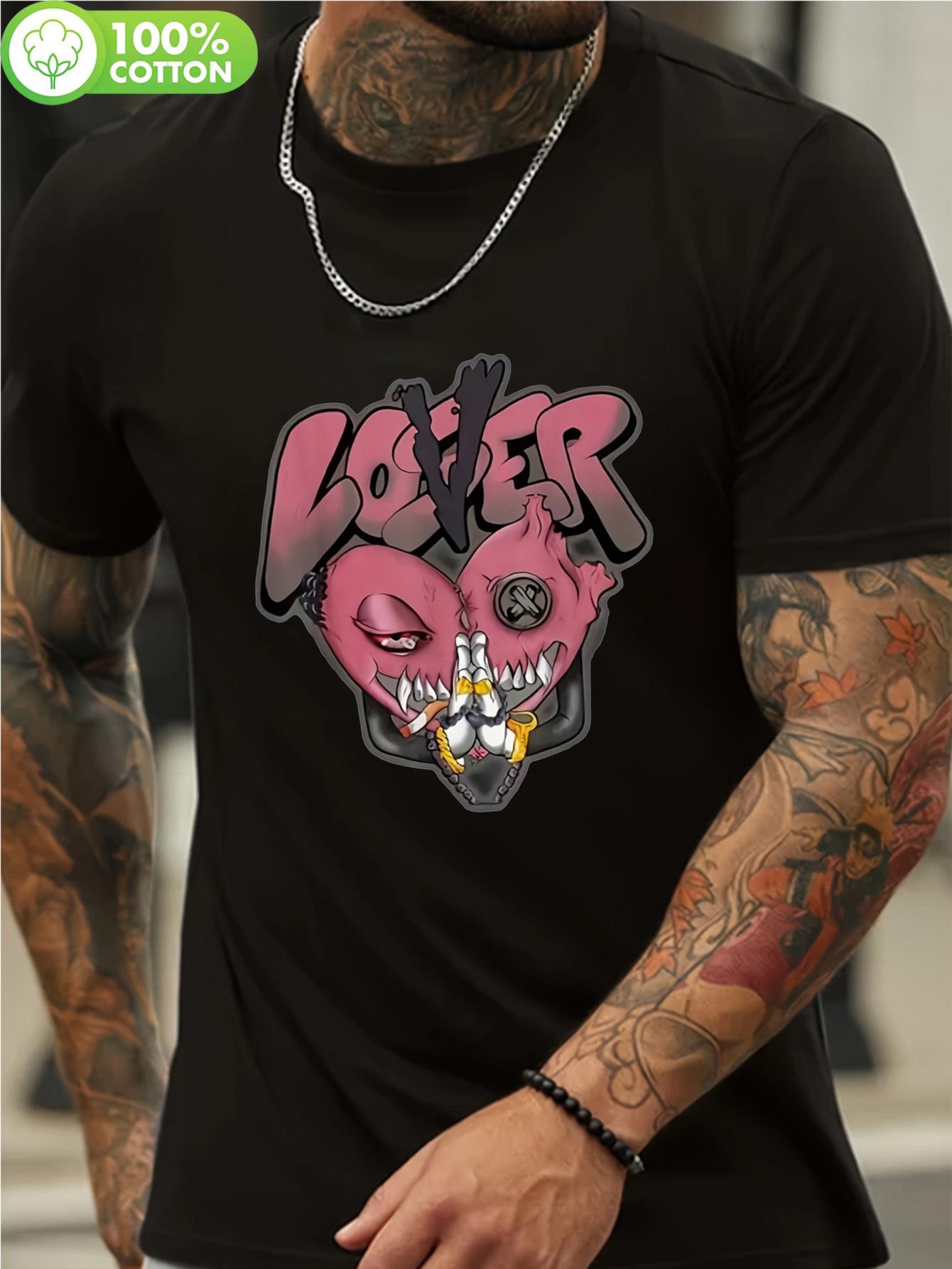 Lover Graphic Tshirt - 100% Cotton Regular Fit Tee with B... L
