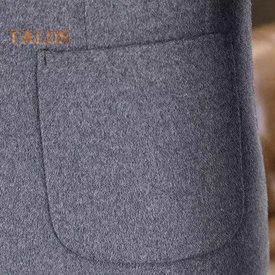 Vlněný kabátek Kabát Klopa Dlouhý rukáv Jednořadá bunda se dvěma knoflíky a kapsami Jednobarevná bunda