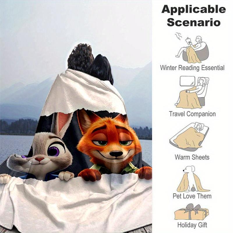 1pc, Zootopia Movie Characters: Home Decorative Blanket Perfect for Sofa, Couch, Travel, Camping, Car, Beach, Office Nap Soft Throw Gift