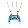 2Pcs Combinable Magnetic Gamepad Pendant Necklace, Colorful Geometric Design, Stylish Couple Daily Fashion Jewelry