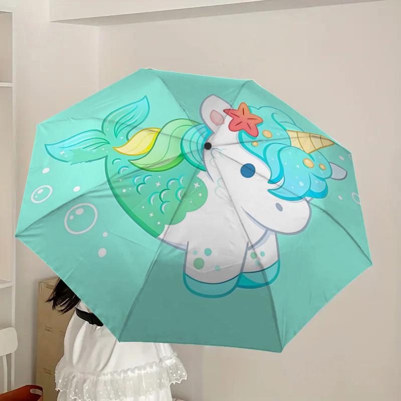 1pc Mermaid Unicorn Automatic Open/Close Umbrella, Folding Compact Umbrella with Lightweight Design for Women/Men yy251011050
