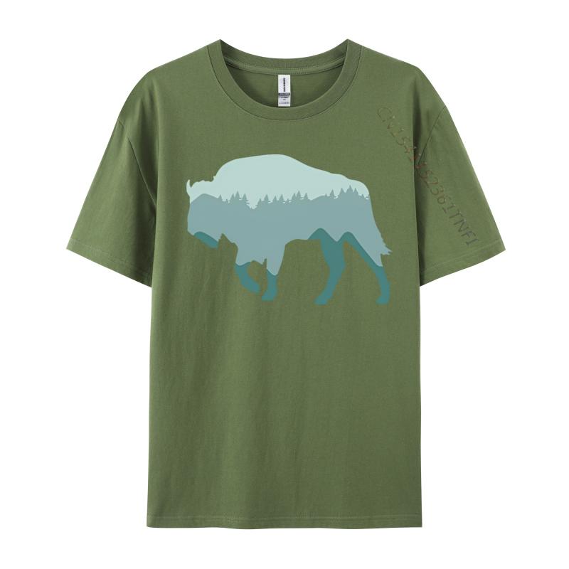 

Tops Tees Silhouette Forest Mountains Tshirt Black Fashion Cotton Mens T Shirt Camisas Basicas Hombre 4XL