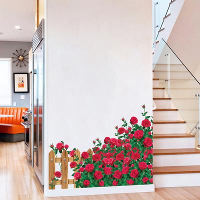 Flower Fence Wall Sticker Romantic Home Decor for Bedroom Living Room Hallway Door Decoration
