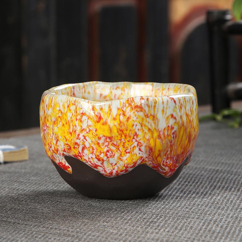 Wabi-sabi Tea Cup Handmade Japanese Retro Coarse Pottery Coffee Cup Cross-border Ceramic Tea Cup Household Water Cup Zen