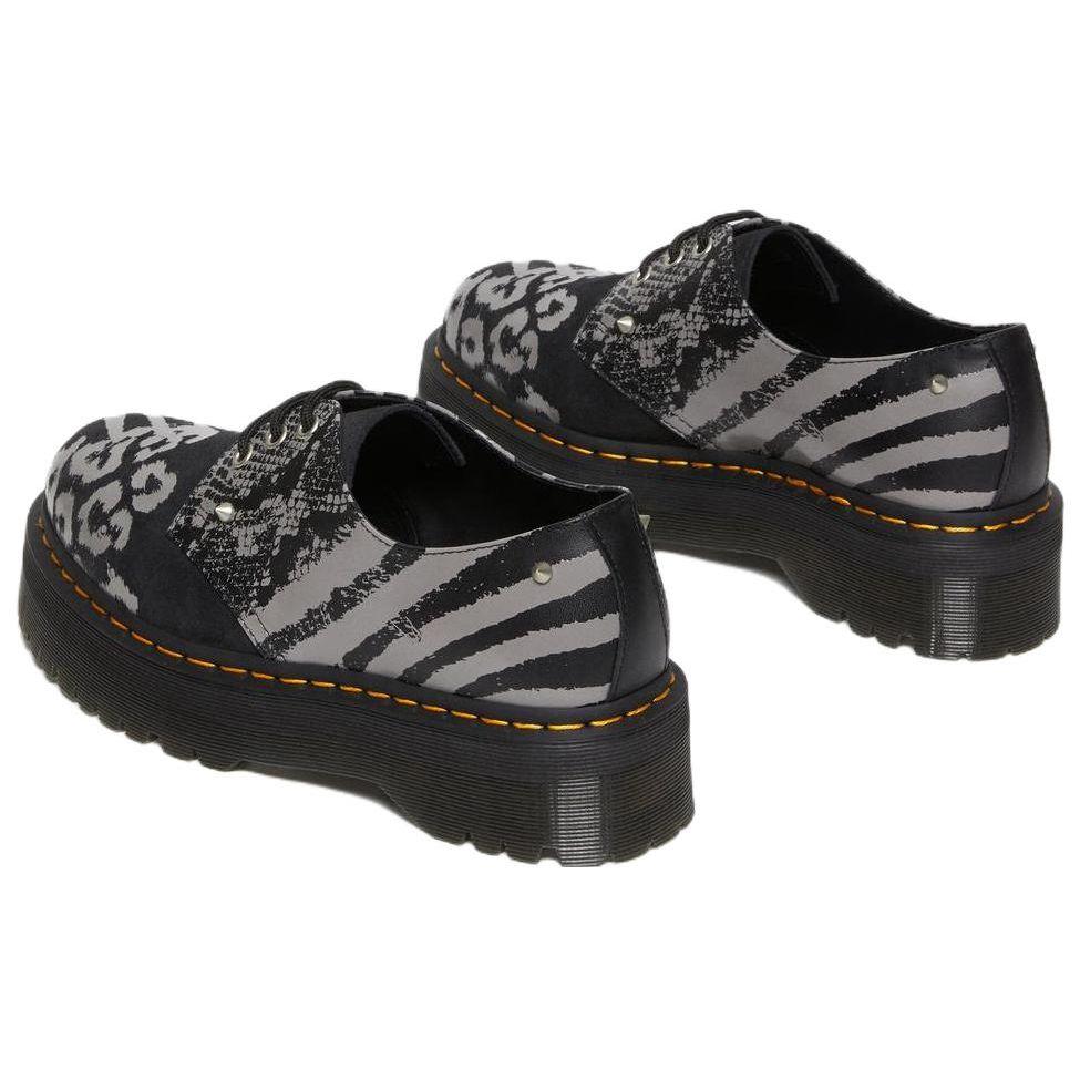 Dr. Martens Leather 3 Eyelet Lace-Up Low Top Casual Shoes Unisex Casual Shoes Black Gray 27695001