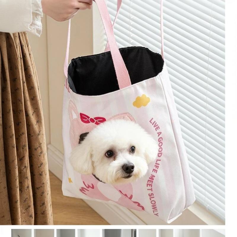 Cartoon Leinwand Haustiertransporttasche Tragbare Katze Tragetasche Kleiner Hundetransporttasche Handtasche Mit Kopf-Raus-Fenster Für Outdoor-Reisen Spaziergänge