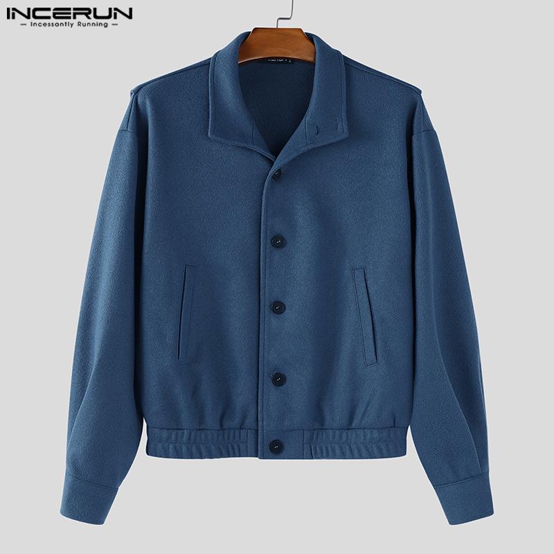 INCERUN Autumn Men Lapel Long Sleeve Buttons Down Jackets Coats